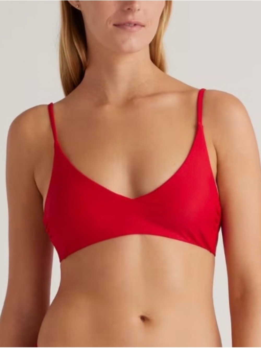 Quince Italian V-Neck Bikini in Red